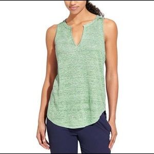 ATHLETA Women’s Large Green Linen Easy Newport Top Athletic Tank